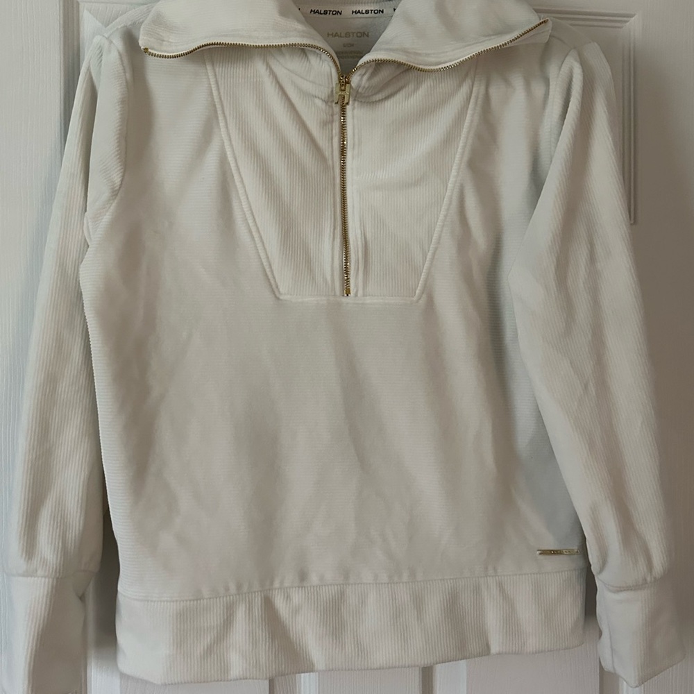 Halston Heritage Cream Half-Zip Pullover Sweater